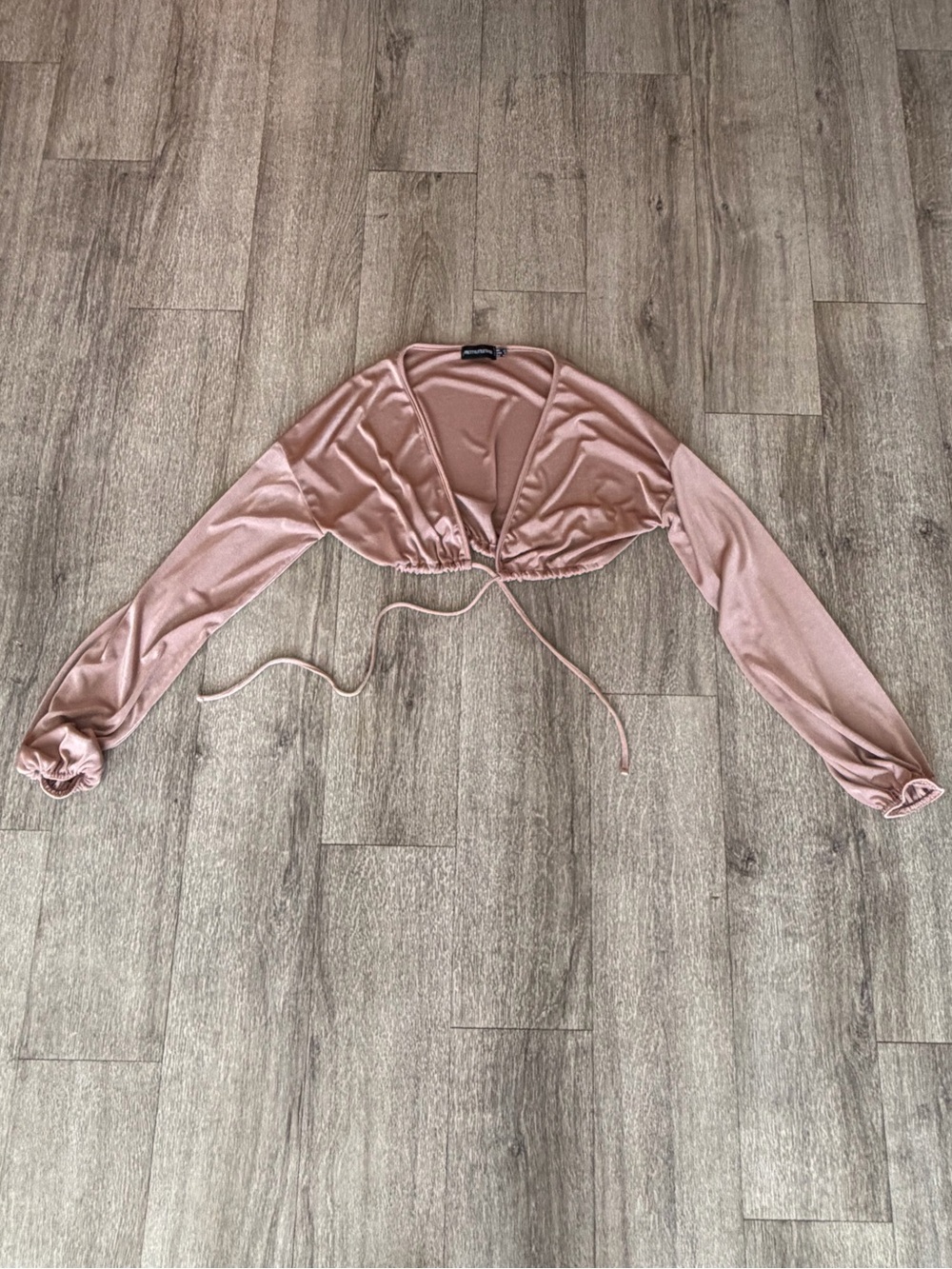 PrettyLittleThing Dusty Rose Long Sleeve Cropped Drawstring Top